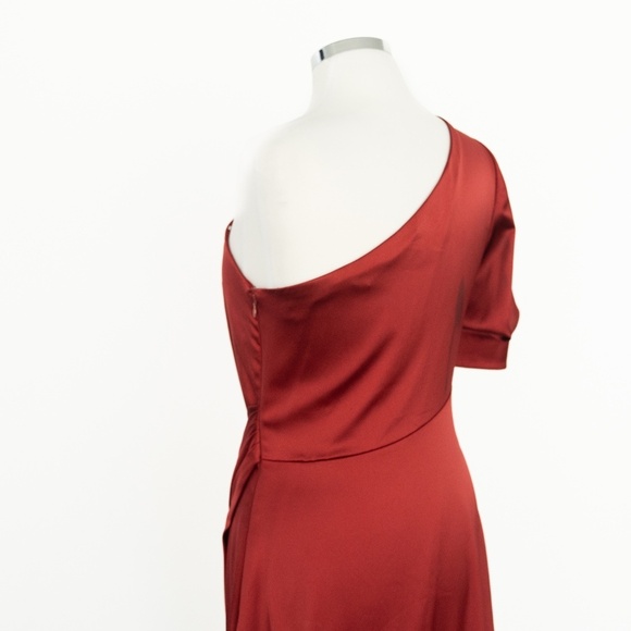 Kay Unger Izabella One Shoulder Gown Red Size 6 - Picture 4 of 15